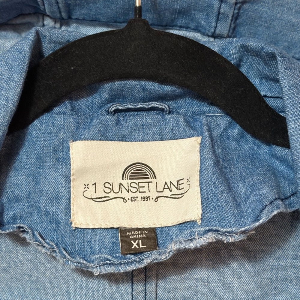 1 Sunset Lane Light Blue Denim Jacket - Picture 2 of 3